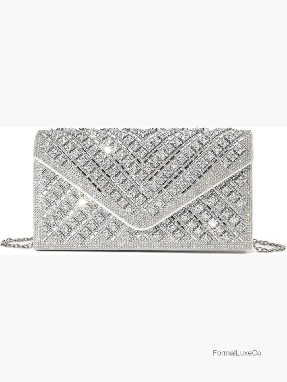 Silver Beaded Hobo Clutch Evening Bag for Wedding Prom Party